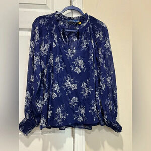 POLO Ralph Lauren Top Womens Medium  Navy Multicolor Paisley Floral Blouse
$268